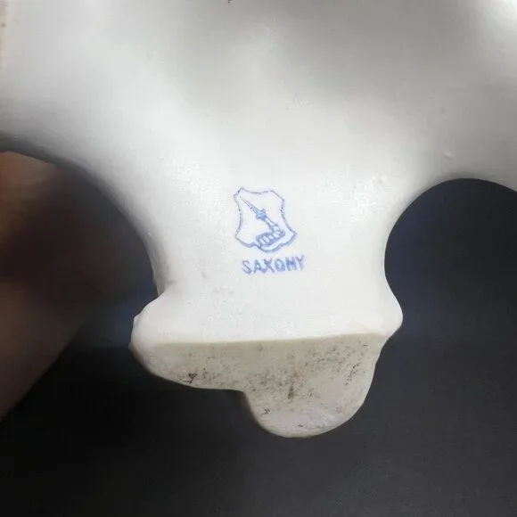 Vintage Rare Saxony Art Nouveau Porcelain Floral Woman Figural Vase 12.5" - Picture 10 of 10